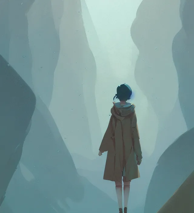 Image similar to the systolic rain, naturel, art style by atey ghailan, greg rutkowski, greg tocchini, james gilleard, joe gb fenton, in kaethe butcher, dynamic lighting, gradient light blue, brown, blonde cream and white color in scheme, grunge aesthetic