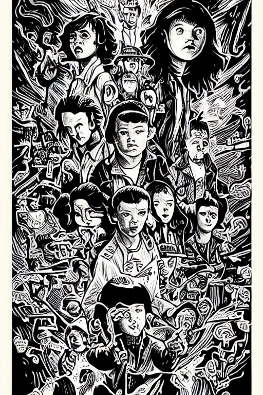 Prompt: mcbess illustration of the upside down from stranger things