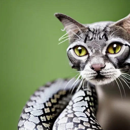 Image similar to a snake - cat - hybrid, animal photography