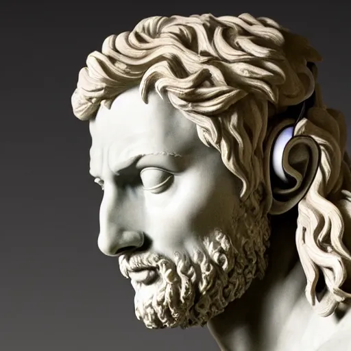 Prompt: a photo of michelangelo's sculpture of david wearing headphones, hyper realistic, ambient lighting, concept art, intricate, hyper detailed, smooth, dynamic volumetric lighting, octane, cinematic, high quality, high resolution, 4 k