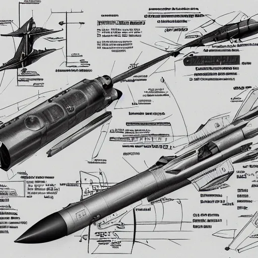 Image similar to sketches of missile, military, full page, technical, detailed