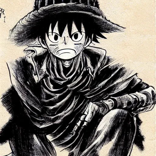 One-piece Luffy realistic drawing by Subaru_sama