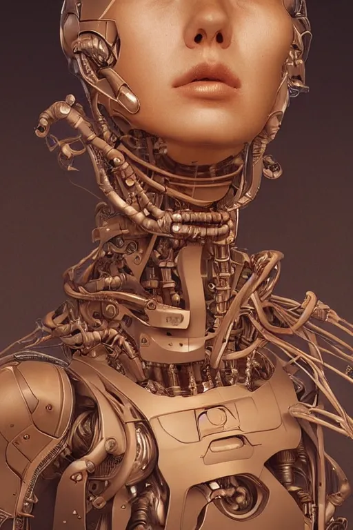 Image similar to beautiful portrait of a teen robot, intricate, dystopian, biopunk, extremely detailed, digital painting, sculpted in zbrush, artstation, concept art, smooth, sharp focus, illustration, chiaroscuro, soft lighting, golden ratio, rule of thirds, fibonacci, incredible art by Stanley Artgerm Lau and Greg Rutkowski, composition by mike mignola and Simon Stalenhag,