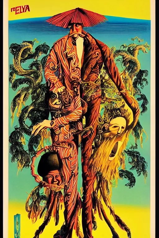 Image similar to poster for the 1 9 7 1 movie'formosa ', directed by federico fellini, starring donald sutherland and uncle aloysius, poster by ed roth and basil wolverton ), crisp