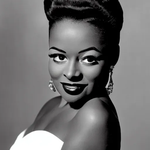 Image similar to black and white photo of a beautiful and elegant 1 9 5 0 s black actress modelling