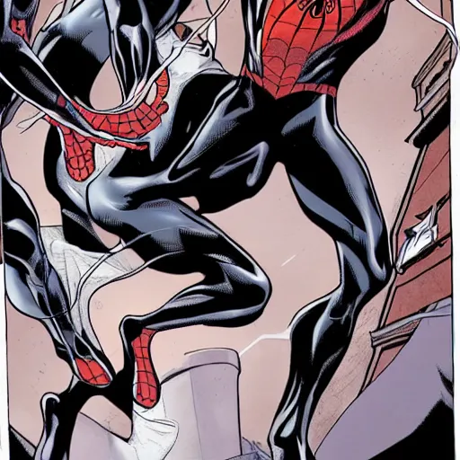 Prompt: peter parker being taken over by the venom symbiote