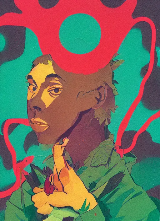 Image similar to profile picture by sachin teng x ofwgkta, marijuana, organic painting, asymmetrical, green, marijuana smoke, matte paint, hard edges, energetic