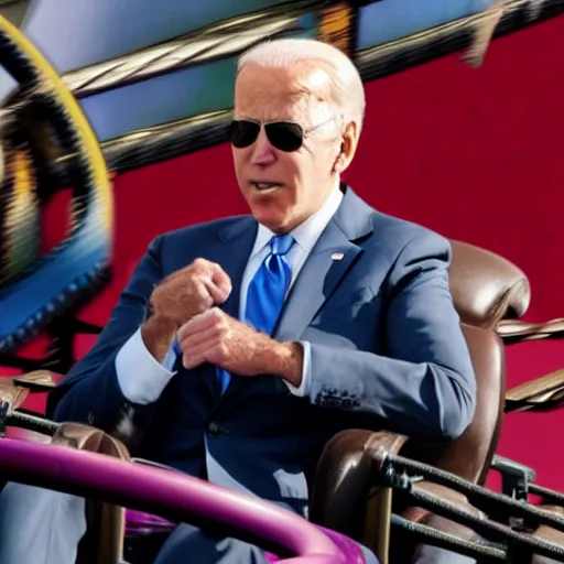 Image similar to joe biden on a rollercoaster going off rails