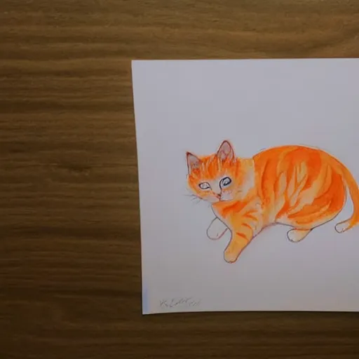 Image similar to A fat, cute orange cat in a beautiful room, cozy, watercolor on paper by CARY KWOK, details, lights, beautiful, 4K, 8K