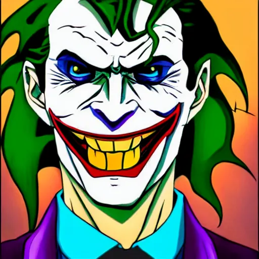 Prompt: portrait of the joker in the style of goku