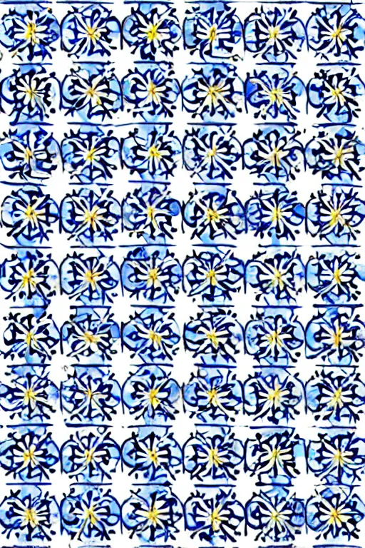 Image similar to minimalist boho style art of an azulejo tile pattern, mediterranean hand paint illustration