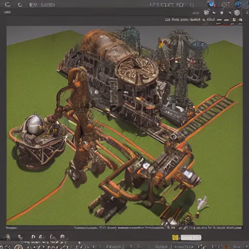 Image similar to 3d art inspired by the game factorio, trending on artstation, steampunk art
