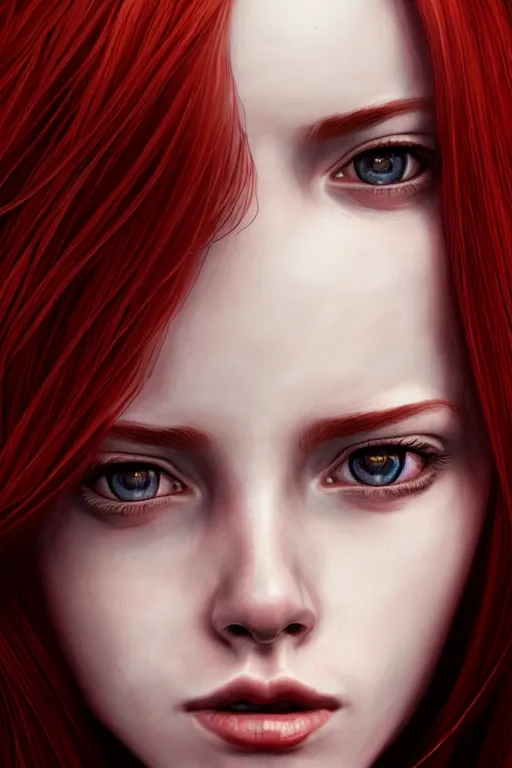 Prompt: ultra realistic style illustration of a cute red haired young woman, 1 9 year old, headshot, sci - fi, fantasy, intricate, elegant, highly detailed, digital painting, artstation, concept art, smooth, sharp focus, illustration, 8 k frostbite 3 engine, ultra detailed