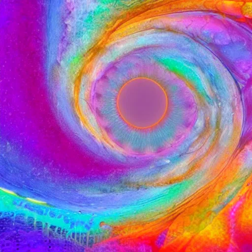 Image similar to abstract acrylic of a spiral vortex, chaotic fractal patterns, cells, purple magenta blue iridescent colors, dynamic curves, pouring techniques, artstation, pinterest