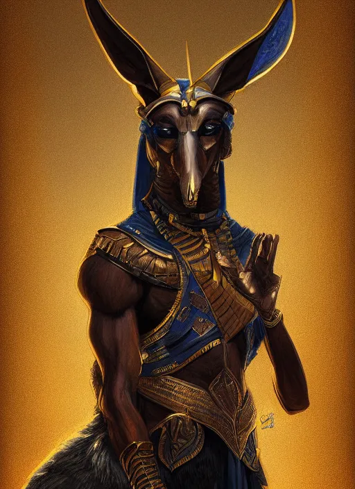 Prompt: digital _ painting _ of _ anubis egyptian god _ by _ filipe _ pagliuso _ and _ justin _ gerard _ symmetric _ fantasy _ highly _ detailed _ realistic _ intricate _ port