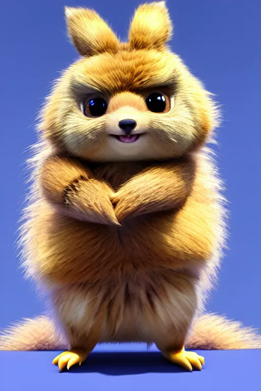 Prompt: high quality 3 d render hyperrealist very cute multicolor stripped fluffy! quokka phoenix hybrid with wings!!!, highly detailed, vray smooth, in the style of detective pikachu, hannah yata charlie immer, dramatic blue light, low angle, uhd 8 k, sharp focus