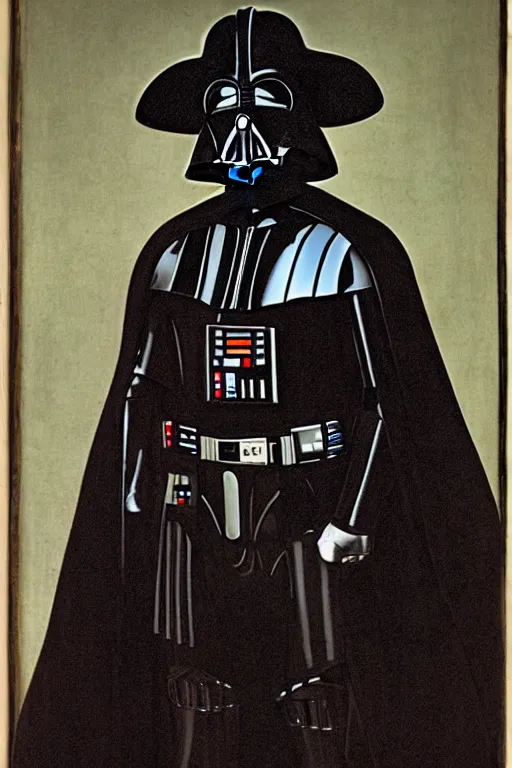 Image similar to portrait of Dart Vader by Hans Holbein,