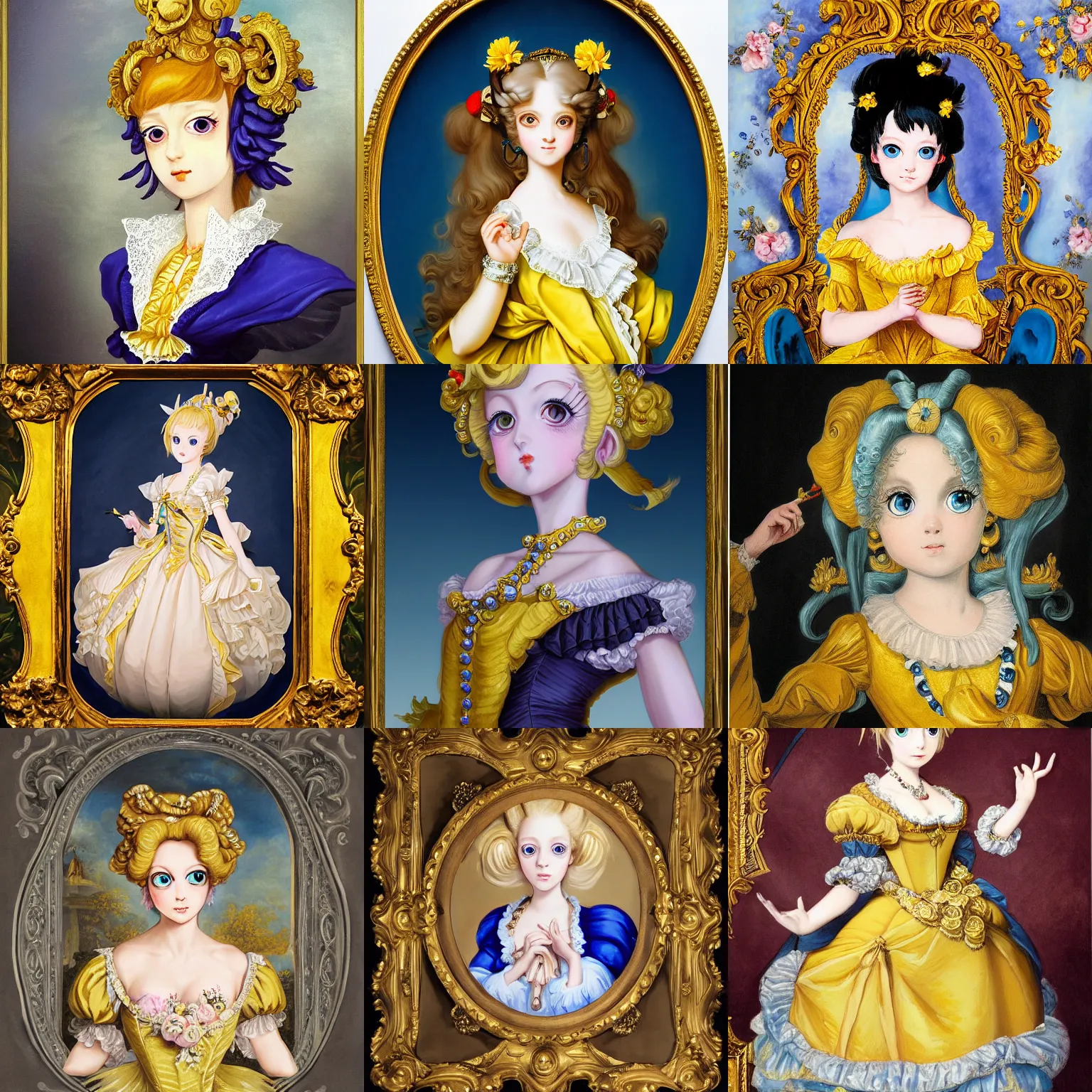 Prompt: portrait rococo painting of Princess Riliane Lucifen d'Autriche Vocaloid kagamine Rin, yellow ornate dress, by Maurice-Quentin de La Tour, detailed blue eyes, detailed big eyes, detailed big eyes, detailed big eyes, detailed big eyes, detailed big eyes, detailed big eyes, detailed big eyes, detailed big eyes, detailed big eyes, detailed big eyes, detailed big eyes, detailed big eyes, detailed big eyes, detailed big eyes, detailed big eyes, detailed big eyes, detailed big eyes