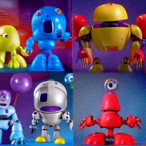 Image similar to single crazy melting plastic toy Pop Figure Robot monster 8K, by pixar, by dreamworks, in a Studio hollow, by jeff koons, by david lachapelle