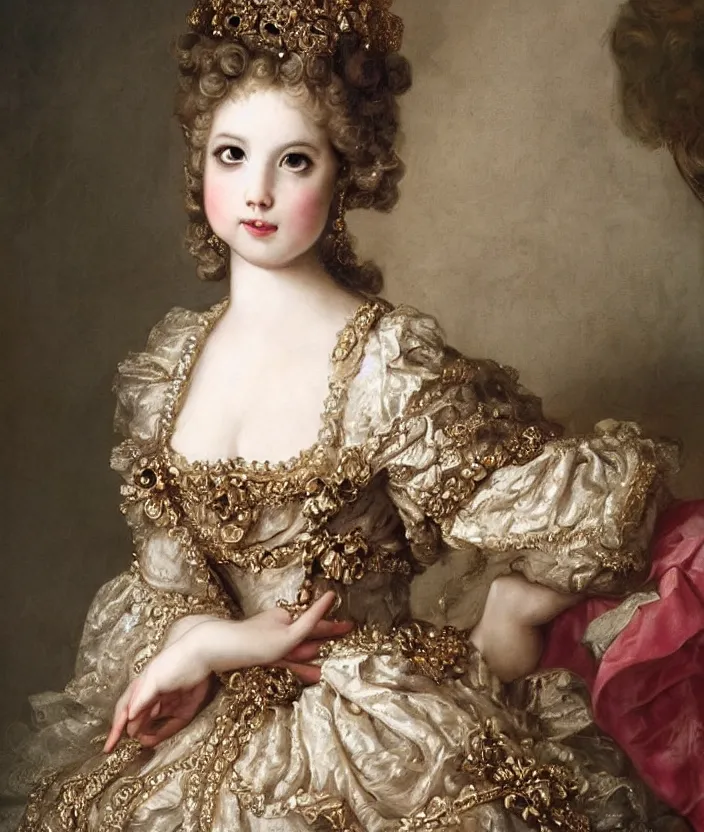 Image similar to Beautiful Princes girl in the Baroque style, highly detailded