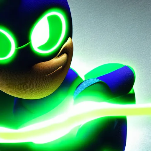 Prompt: a 3 d render of sonic as a green lantern, being epic