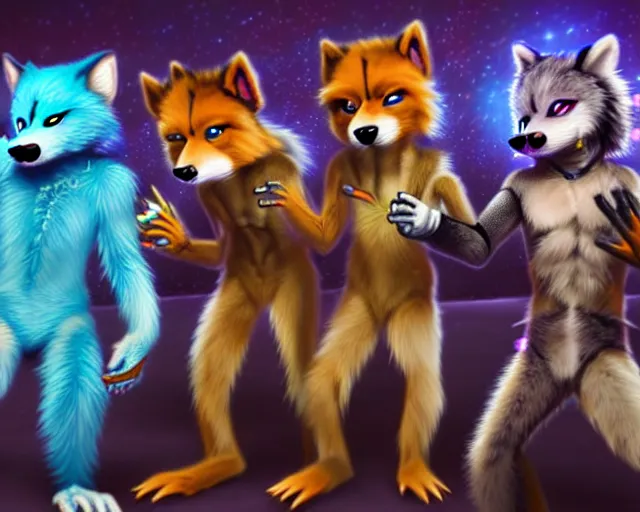 Image similar to high - resolution photograph from a nanopunk era furry fandom convention ( midwest furfest 2 0 4 7 ), taking place after the genetic revolution and singularity. photorealistic.