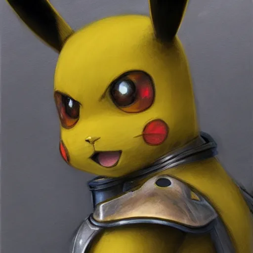 Image similar to pikachu as a realistic fantasy knight, closeup portrait art by donato giancola and greg rutkowski, realistic face, digital art, trending on artstation, symmetry!!, no helmet