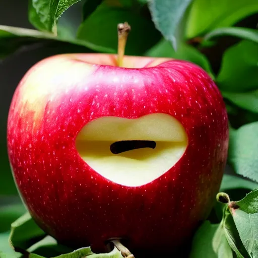 Prompt: apple with teeth