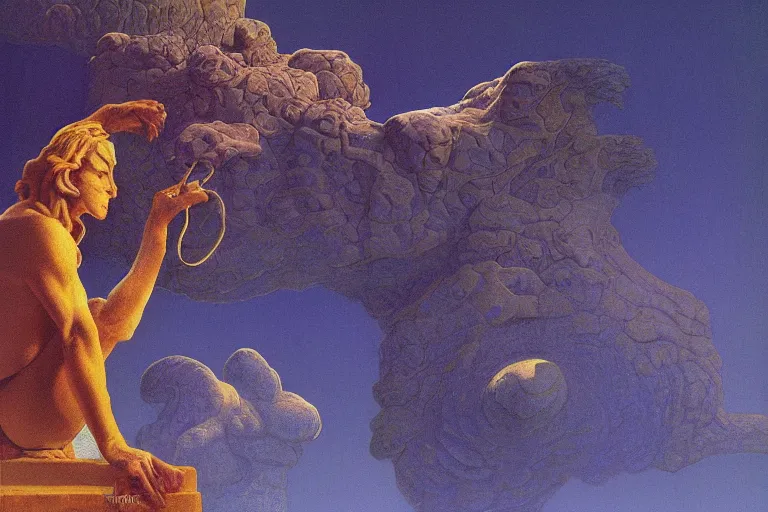 Prompt: fafnir, digital painting by maxfield parrish and michael whelan, photorealistic