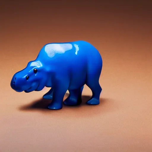 Prompt: a zoomed out studio product shot of a rounded carved smooth cherry wood and blue resin hippopotamus, in profile, like a catalog photograph, mostly wood, with a smooth featureless minimalist look