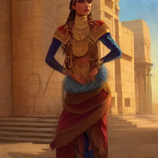 Prompt: A well dressed sumerian woman in a major Mesopotamian city, highly detailed, digital painting, artstation, concept art, sharp focus, illustration, cinematic lighting, art by artgerm and greg rutkowski and alphonse mucha