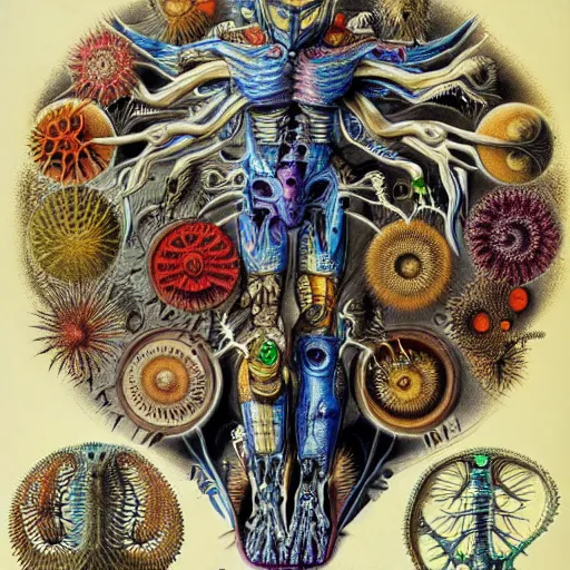 Image similar to transformers anatomy by ernst haeckel, masterpiece, vivid, very detailed