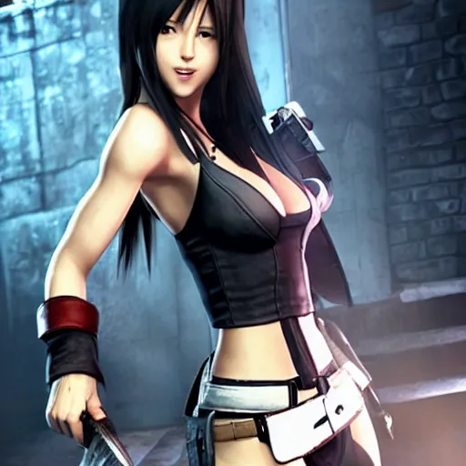 Prompt: Tifa Lockhart from Final Fantasy VII Remake (2020) laughing in Italy