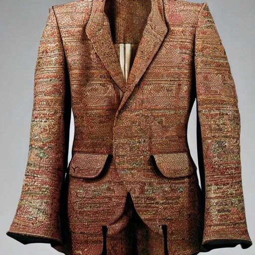 Image similar to a editorial photo of a alexander mcqueen medieval 2 0 0 4 menswear jacket