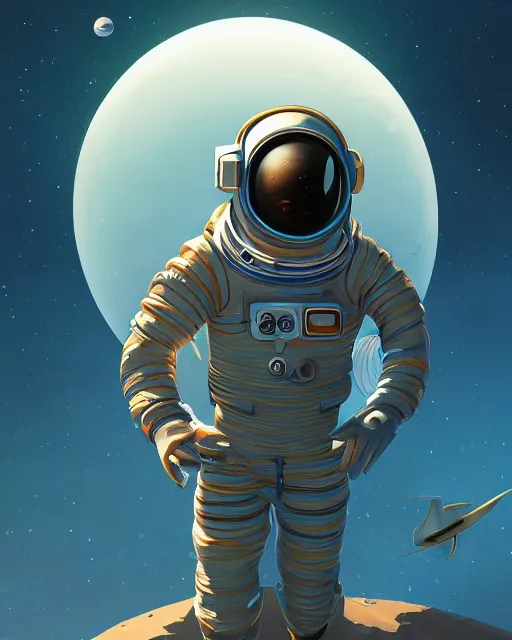 Prompt: wide shoot portrait an cosmonaut lie relaxed on a crescent moon between the stars and the planets in outer space, cosmonaut post grunge concept art,high detail,4k, trending on artstation by josan gonzalez and tyler edlin