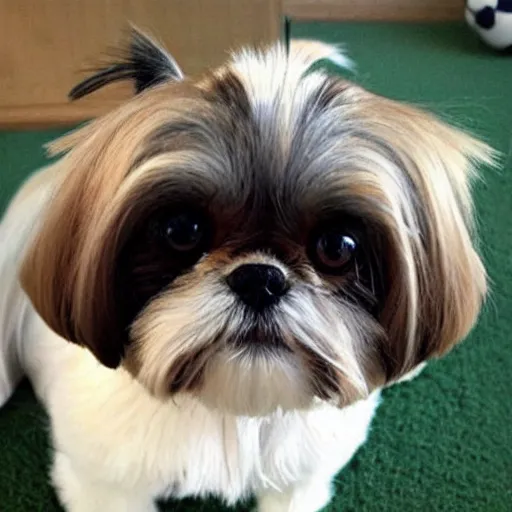 Image similar to a shih tzu with huge cat eyes full body