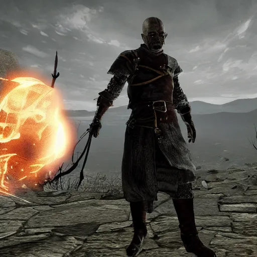 Prompt: Walter White in Dark souls