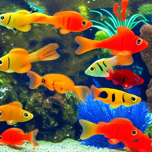 Image similar to aquarium full of colorful guppies