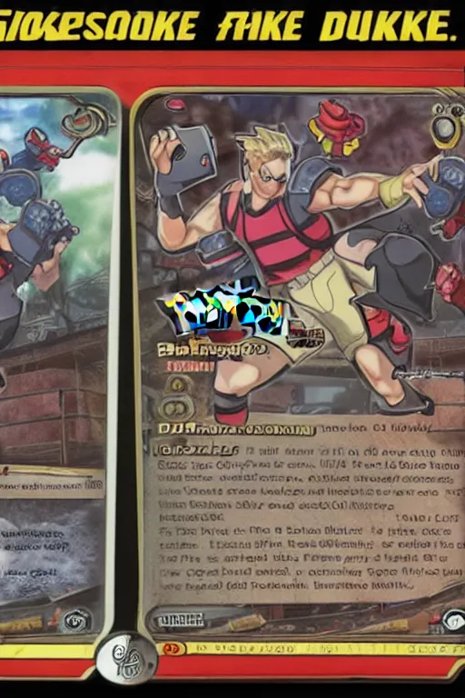 Image similar to Pokemon card of Duke Nukem, highly detailed trading card screenshot