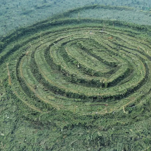 Image similar to an architectural plan view of a labyrinth of the deforestation in amazona crisis, cut trunks