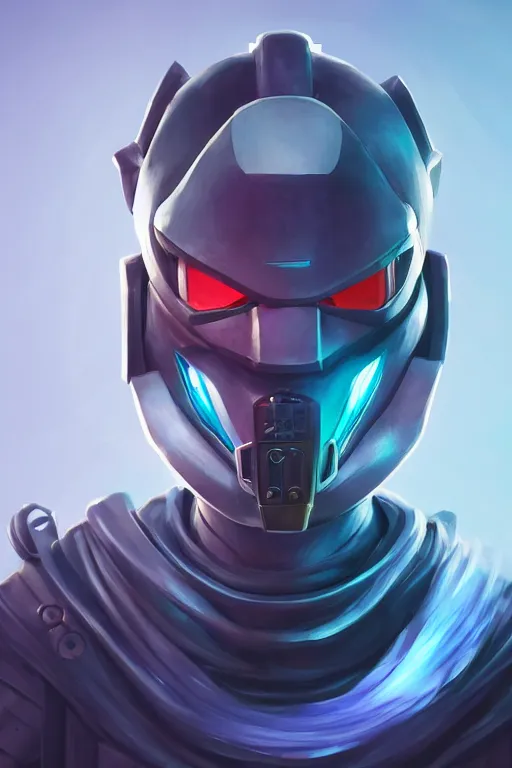 Image similar to epic mask helmet robot ninja portrait stylized as fornite style game design fanart by concept artist gervasio canda, behance hd by jesper ejsing, by rhads, makoto shinkai and lois van baarle, ilya kuvshinov, rossdraws global illumination radiating a glowing aura global illumination ray tracing hdr render in unreal engine 5