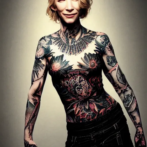 Plus sign matching tattoo for Cate Blanchett and her