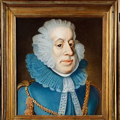 Prompt: french emperor cookie monster, 18th century painting