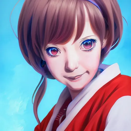 Image similar to anime portrait of Angela Merkel as an anime girl by Stanley Artgerm Lau, WLOP, Rossdraws, James Jean, Andrei Riabovitchev, Marc Simonetti, and Sakimichan, trending on artstation