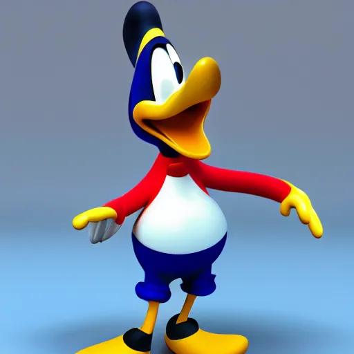 Image similar to donald duck at the ritz, real life, photorealistic, 3 d