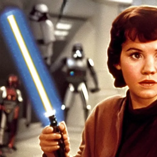 Image similar to Rosie O Donnel in Star Wars with a lightsaber