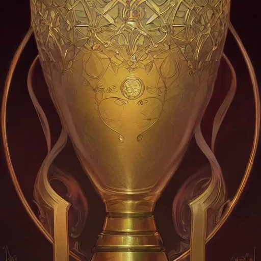 Image similar to A chalice, closeup, D&D, intricate, elegant, highly detailed, digital painting, artstation, concept art, matte, sharp focus, illustration, art by Artgerm and Greg Rutkowski and Alphonse Mucha]