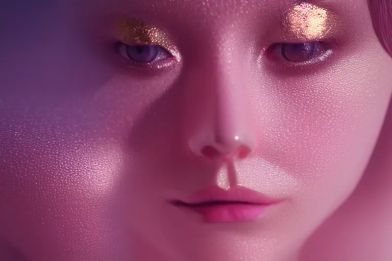 Prompt: film still, a woman has pink diamonds cascade like waterfalls from her eyes, cinematic lighting, ray tracing, unreal engine 5, photorealistic, 8 k, uhd, extremely detailed, beautiful, elegant, intricate, foggy, golden ratio, medium close - up, perfect composition, dramatic, medium close - up