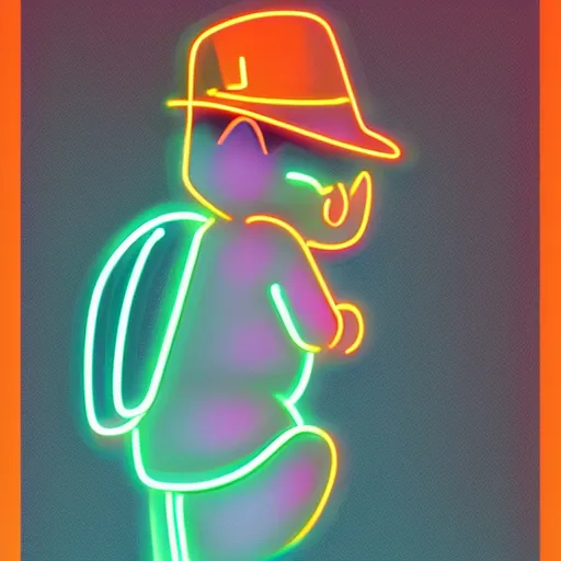 Prompt: a half robot cat wearing a hat, outlined by whirling illuminated neon lines, outrun, vaporware, shaded flat illustration, digital art, trending on artstation, highly detailed, fine detail, intricate