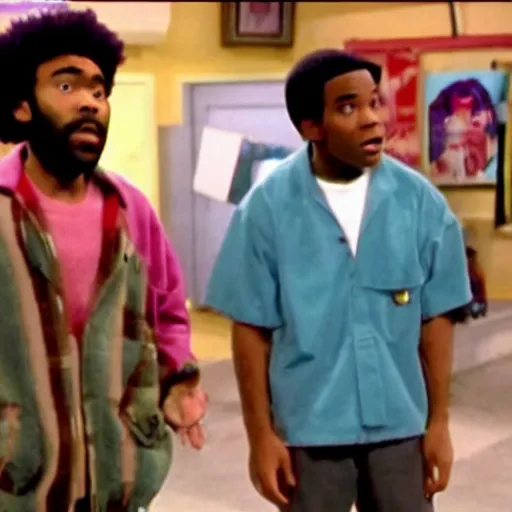 Prompt: tv still of donald glover starring in kenan & kel ( 1 9 9 9 )